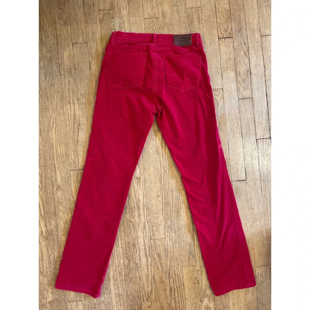 Lauren Ralph Lauren Red Corduroy Pants Classic Straight Leg Size 4 Stretch